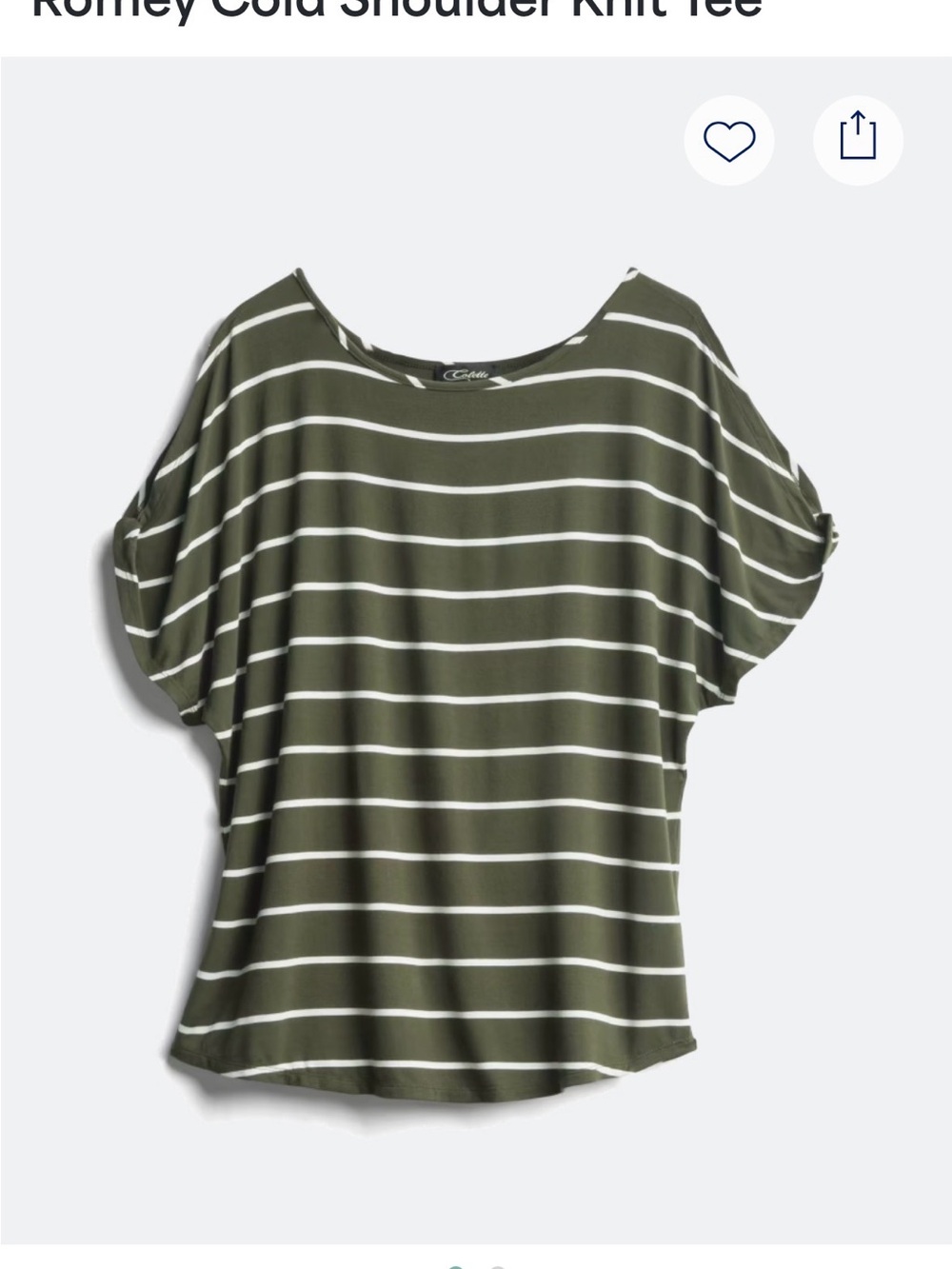 Cold-Shoulder Stripe Tee - Olive/White